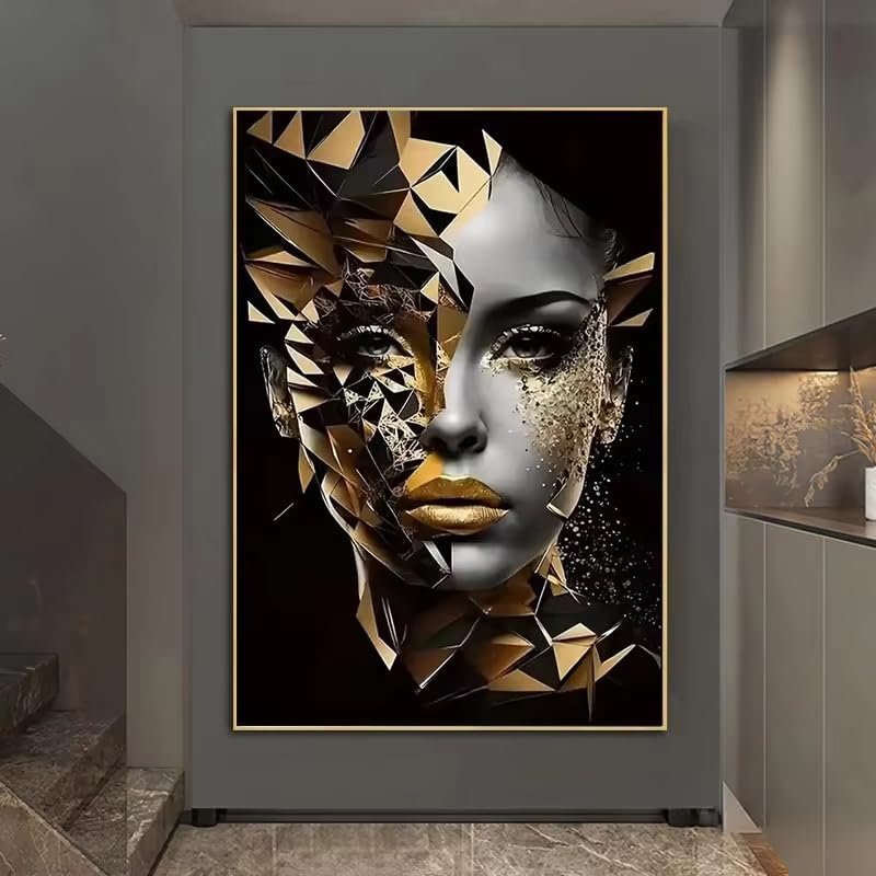 Cuadro de mujer dorada africana para decorar el salón con arte abstracto moderno
