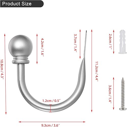 Miniatura 3 de Sumnacon Juego de 2 soportes decorativos para cortinas, de aleación de aluminio montados en la pared, para dormitorio, sala de estar, oficina,