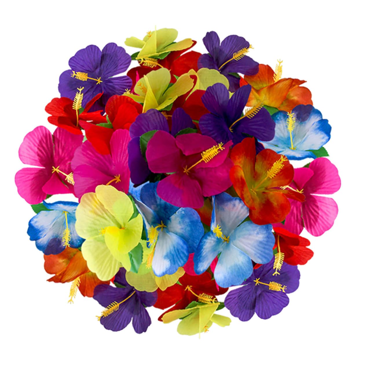 72 Stück Künstliche Hibiskusblüten Deko aus Stoff für Sommerfest und Hawaii Blumendekoration Tropische Kunstblumen ohne Wasserbedarf als Party Dekoration Zufällige Farbe