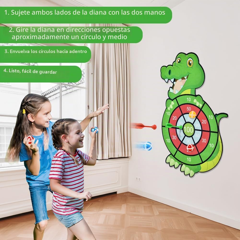 Vicloon Diana Niños 66CM Dardos Doble Cara Juego Tablero 12 Bolas Adhesivas Pistola Aire