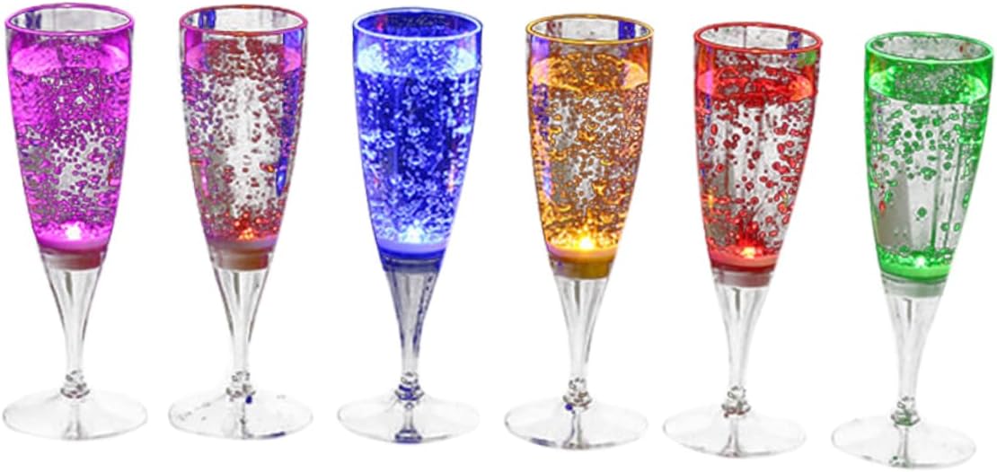 6 Pcs LED Light Up Wine Goblet Plastic Liquid Activated Glasses for Festive Atmosphere Multi Color Change Party Drinkware for Celebrations and Gatherings