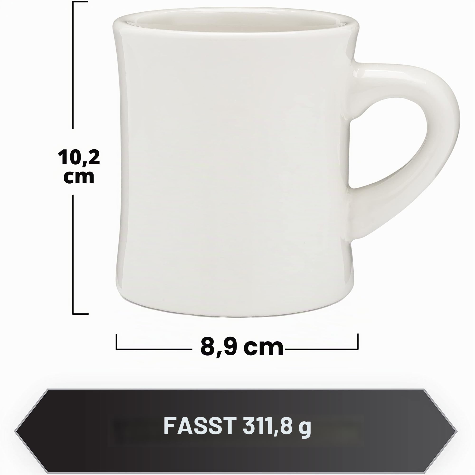 Coletti Off-White-Kaffeetassen-Set mit 4 – Diner-Kaffeetassen 11 oz – Tassenset, Kaffeetassen aus Steingut, Kaffeetassen aus Keramik – Schwerer Retro-Stil – spülmaschinen- und mikrowellenfest