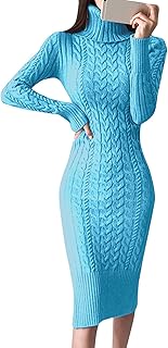 Knitted Dress Women's Winter Long Sleeve Plain Casual Winter Dress A-line Knee-Length Tight Sexy Cable Knit Dress Elegant Knitted Jumper Dress Warm Casual Dress for Winter Warm Casual Dress for Winter
