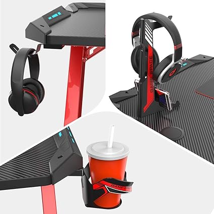 EUREKA ERGONOMIC Metal Gaming Accessories Bundle: Cup Holder, Headset Hook & Controller Game Rack, Black