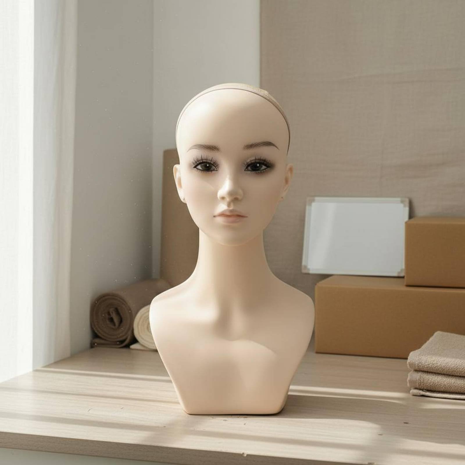 Cosplay Perücke Kopf PVC Modellkopf mit Filigranen Gesichtszügen Sicheren Schultern Und Weicher Oberfläche für Fotoaufnahmen Stylistenstudios Hutläden