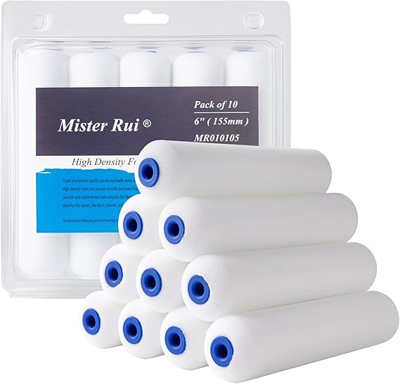 Foam Paint Roller Set 6 Inch Pack of 9 and 6 Inch High Density Foam