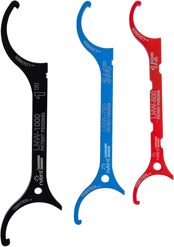 Llave de tuerca de seguridad LNW-3PC LNW, surtida | Para tuercas de seguridad UL de 1/2 pulgada, 3/4 pulgada y 1 pulgada, construcción de acero delgado (anteriormente: Gardner Bender)