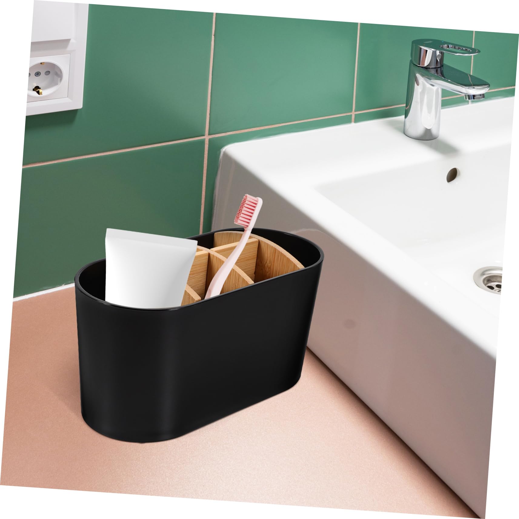 MAGICLULU Portaspazzolino Da Denti in Marmo Elegante Da 3 Pezzi Per Il Bagno Per Organizzare Spazzolini Da Denti Dentifricio E Drenaggio Facile