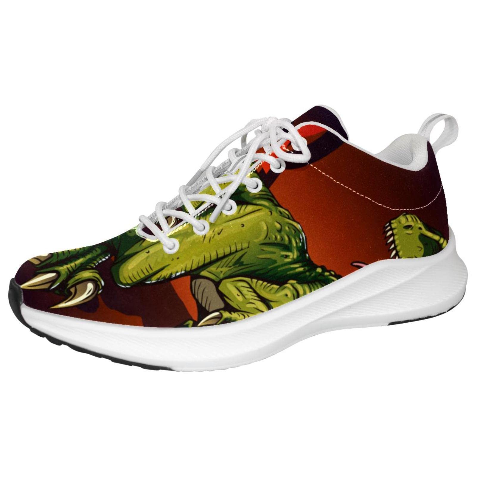 Scarpe da ginnastica uomo personalizzate Scarpe da passeggio leggere Running Athletic Casual Sneakers Raptor Dinosaur, multicolore, 40 2/3 EU