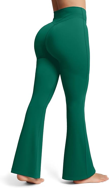 Olmlmt Flare Leggings for Women Butt Lifting - Crossover High Waisted Buttery Soft Gym Workout Yoga Pants
