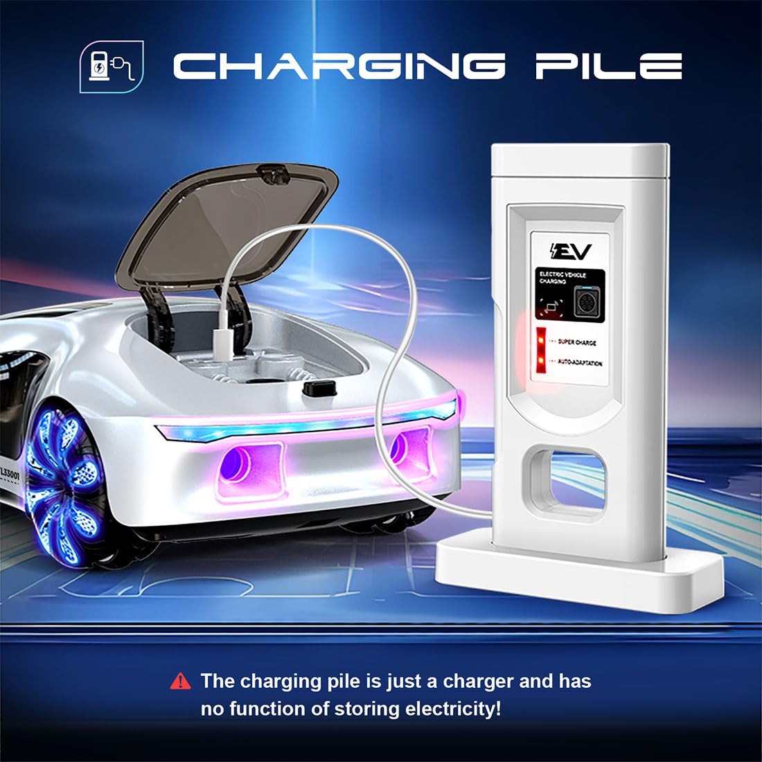 RC Drift Car 2,4 GHz, zdalna koncepcja nowej energii ze stacją ładującą i podwójnym wzmocnieniem natrysku – akrobacje 360°, 4 tryby oświetlenia, różowy gradient dla dorosłych, chłopców