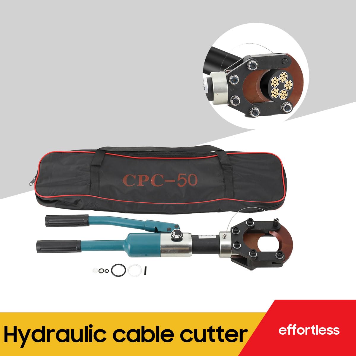 Ciseaux Hydrauliques pour Câble 50mm, Coupe-Câble Hydraulique 70kN pour Câbles Cuivre, Aluminium et Télécom avec Verrouillage Rapide