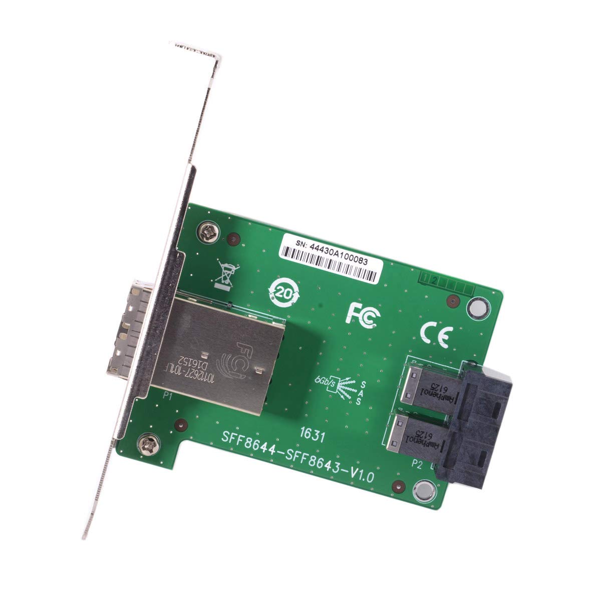 Cablecc Mini SAS HD SFF-8644 auf interne SAS HD SFF-8643 PCBA Buchse Adapter mit Low-Profile-Halterung