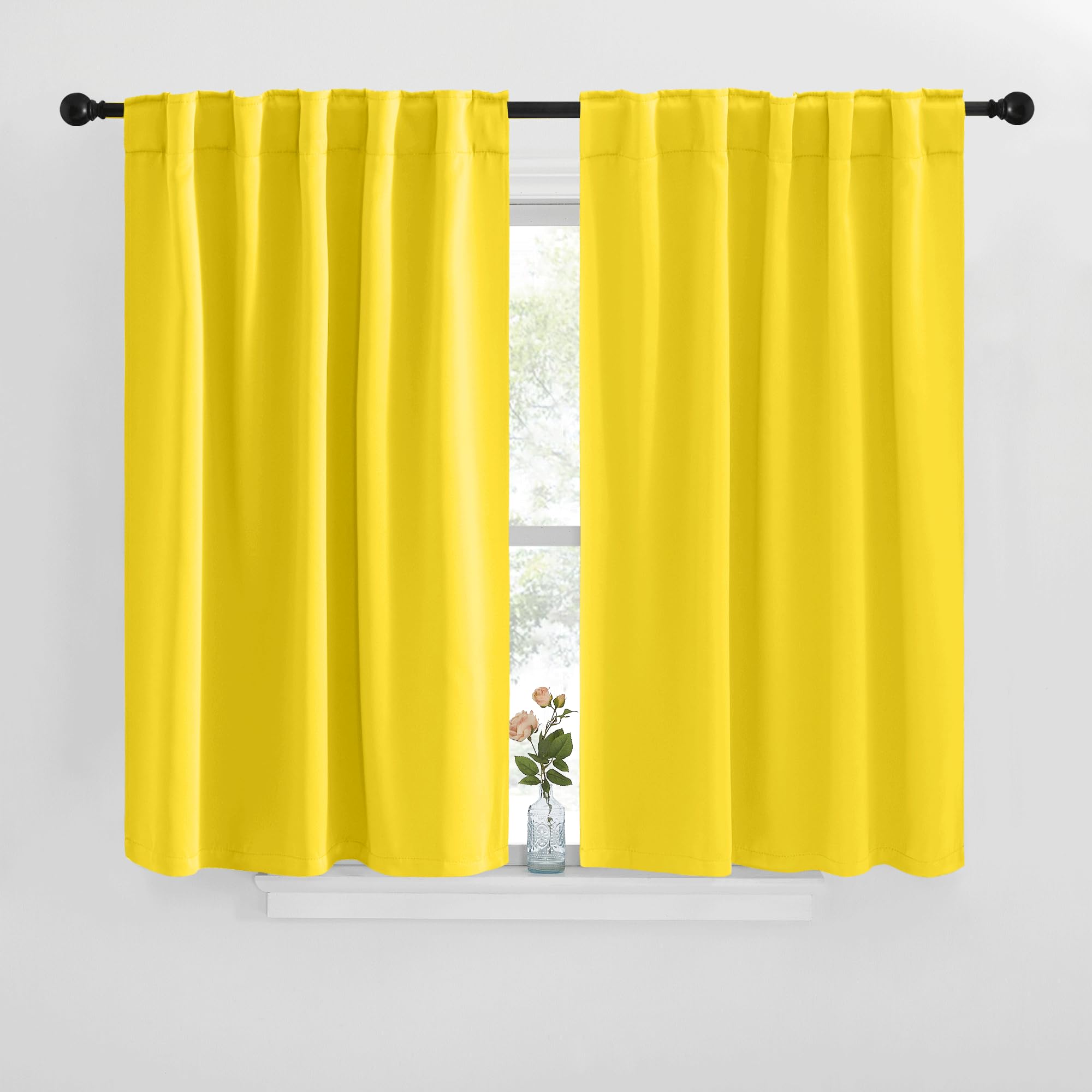 NICETOWN Window Treatment Blackout Curtains and Draperies - (Bright Pink Color) 42x40 inch, 2 Panels, Room Darkening Blackout Panel Drapes for Bedroom