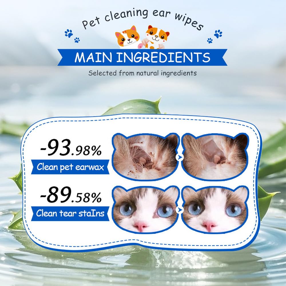 Pet Ear Cleaning Wipes with Salicylic Acid & Chamomile - Gently Remove Ear Wax & Dirt for Dogs & Cats, Helps Clean & Deodorize, Safe for Puppies & Kittens, Pack of 2 - image 6