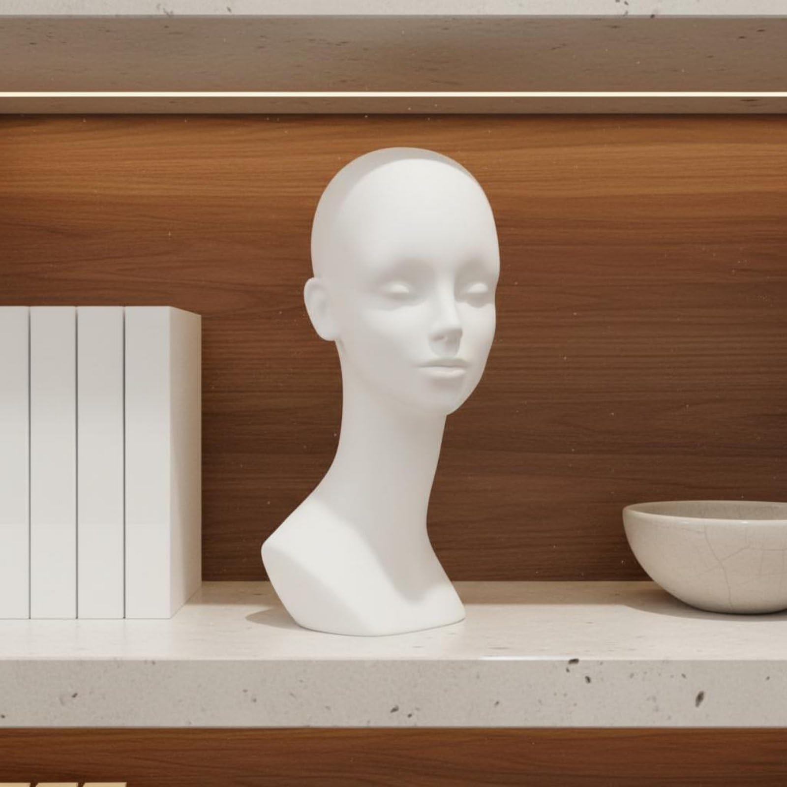 Milageto Testa per Parrucca Manichino Supporto Testa per Parrucche Busto per Cappelli con Superficie Aderente per Styling E Presentazione Pulita Adatta a Saloni Negozi Vetrine Casa , Nero Velluto