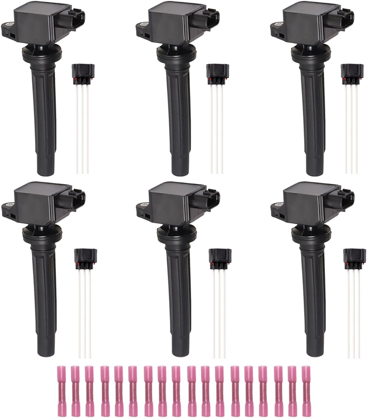ENA Set of 6 Ignition Coil Pack with 6 Ignition Coil Connector Plug Harness Compatible with Suzuki Grand Vitara V6 2.7L SX4 l4 2.0L 2006 2007 2008 2009 for UF562 S2438 178-8332 IC642 48746