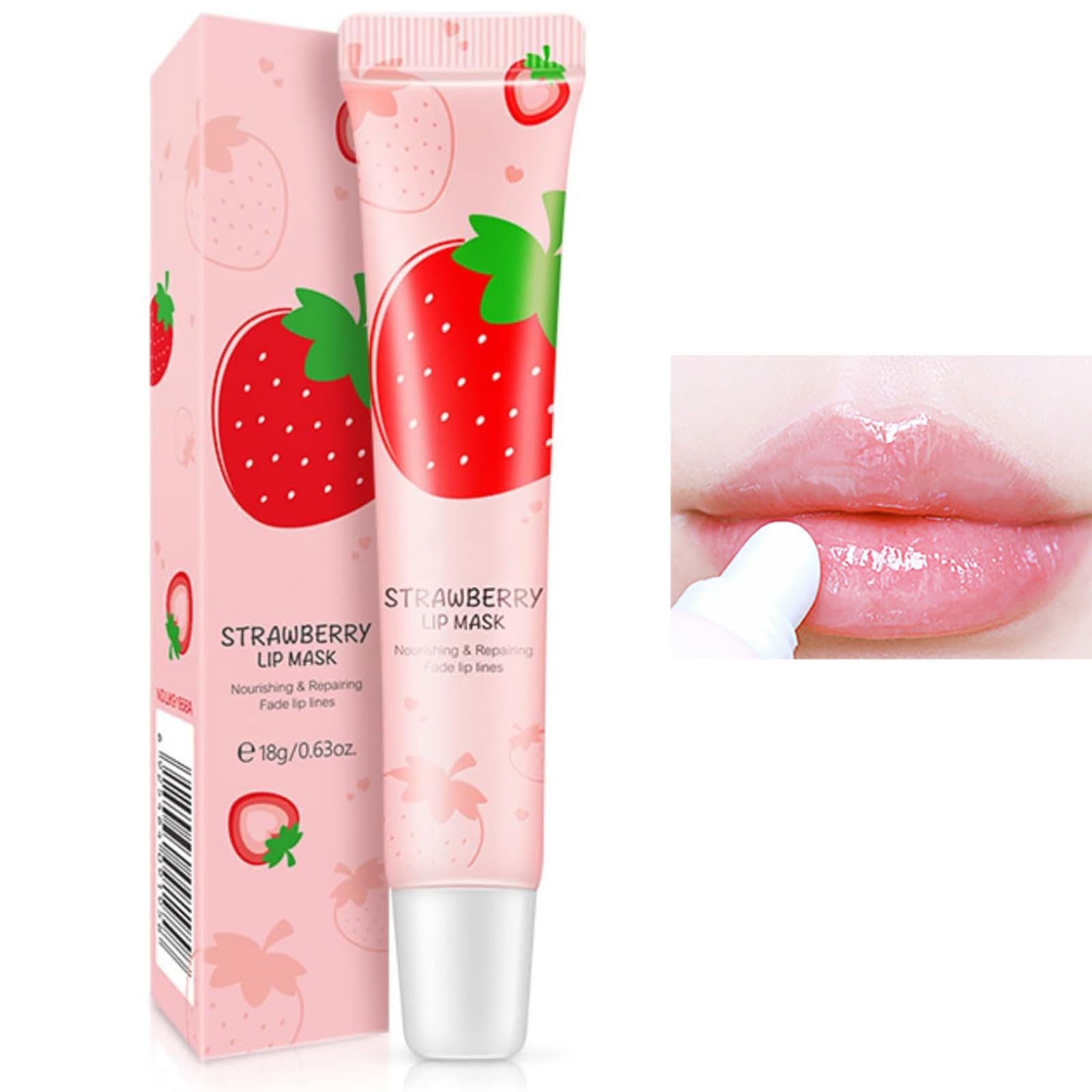 NALACAL Lip Sleeping Mask and Balm, Strawberry Plumper, Hydrating Oil for Dry, Chapped Lips, Overnight Moisturizing Treatment, Fades Lines and Enhances Glow