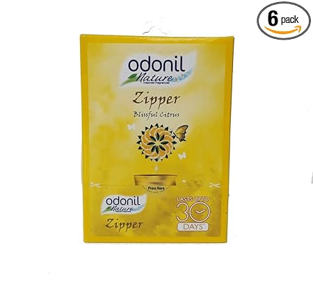 Odonil Bathroom Air Freshener Zipper Blissful Citrus - 60 Gm (10Gm X 6)