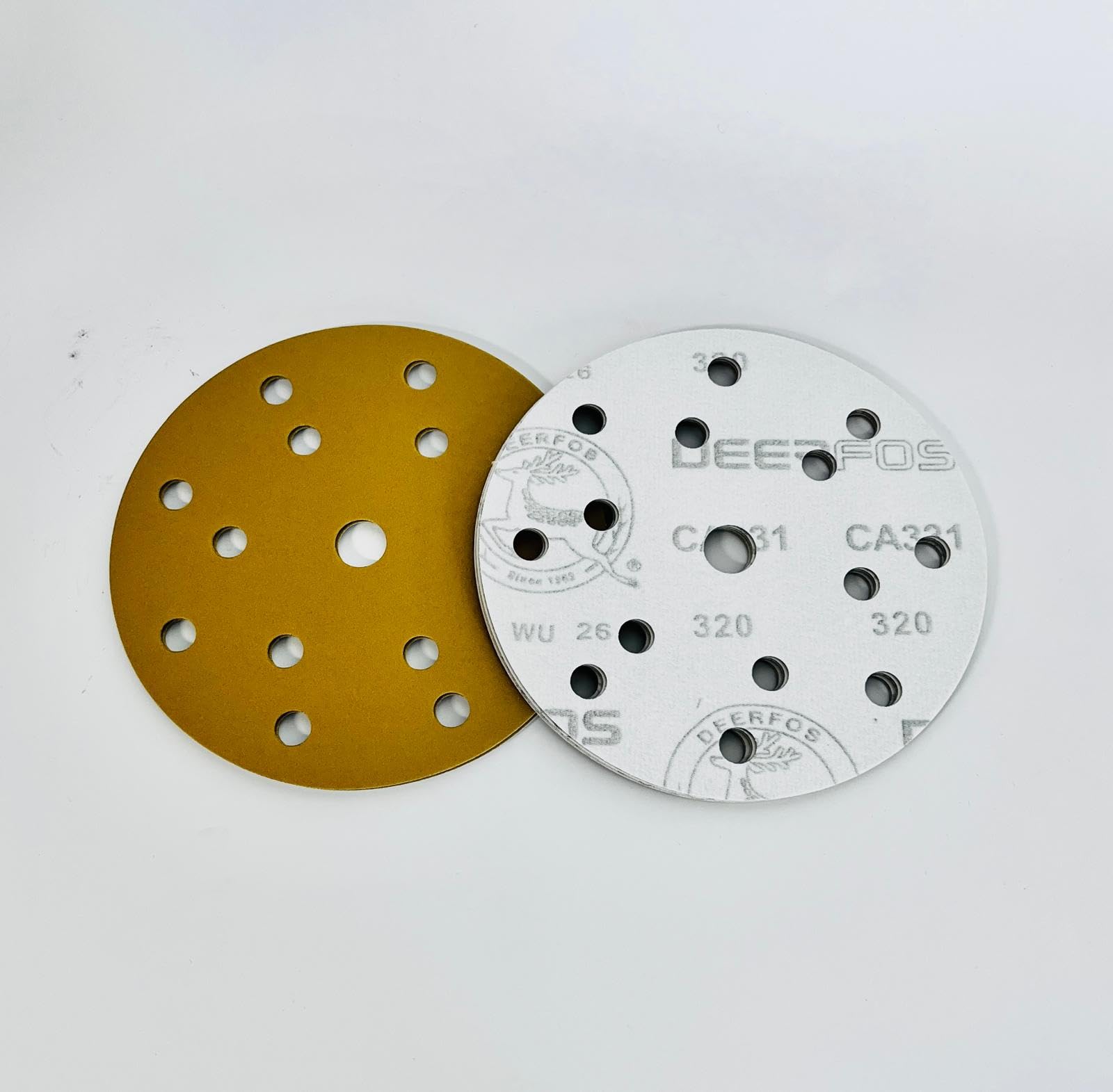 INTERMIX SUPPLIES Deerfos 150mm Sanding Discs P320, Hook & Loop Aluminium Oxide Sandpaper, 15-Hole Dust Extraction, Heavy Duty Sander Pads, Professional, Wood & Metal Abrasive Discs Pack of 100