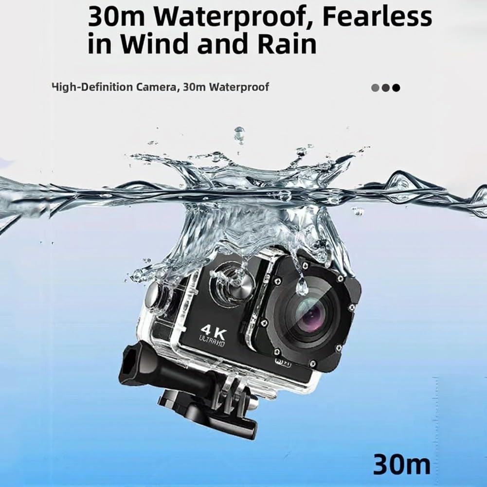 Action Camera Ultra HD 4K, stabilizzazione dell'immagine avanzata, alloggiamento impermeabile fino a 30 metri per montaggio su casco da ciclismo (nero)