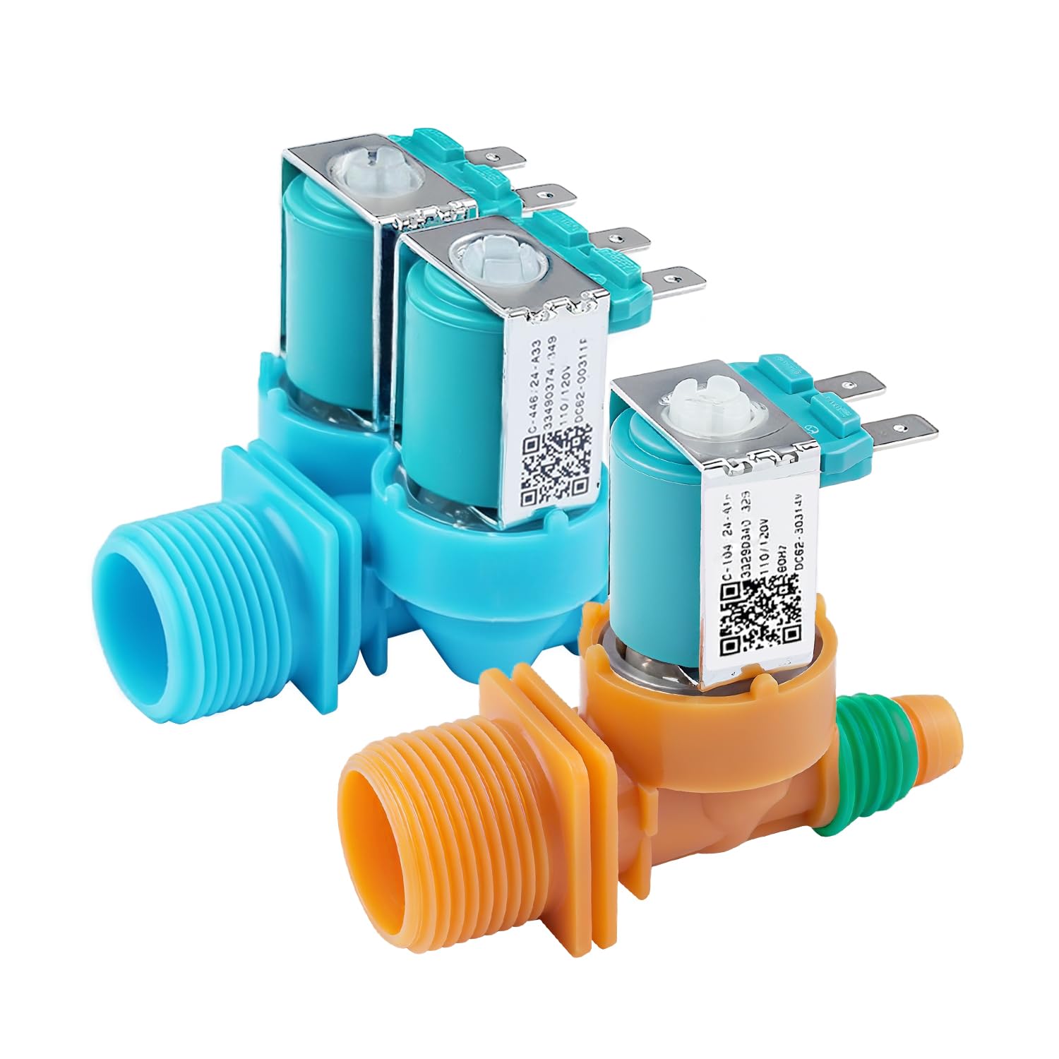 2 Pack Washer Water Inlet Valve Hot and Cold Compatible with Samsung Washing Machine WA45T3200AW WA40J3000AW/A2-01 WA45N3050AW WA40A3005AW Replace#: DC62-00311F DC62-30314V