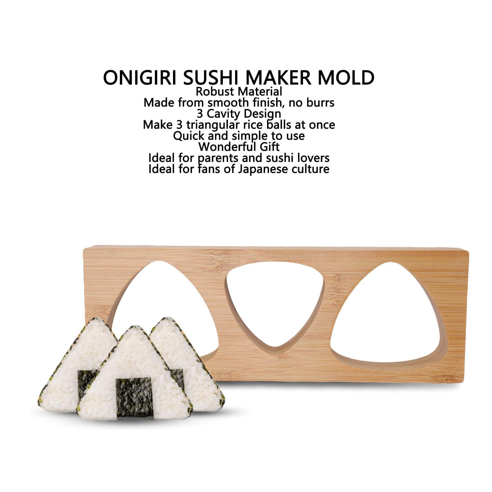 Pssopp Moule D'onigiri en Bois en Bois en Bois, Pressis de Riz Musubi Réutilisable et Sushis pour la Cuisine à la Maison Bricolage Japonais Cuisine