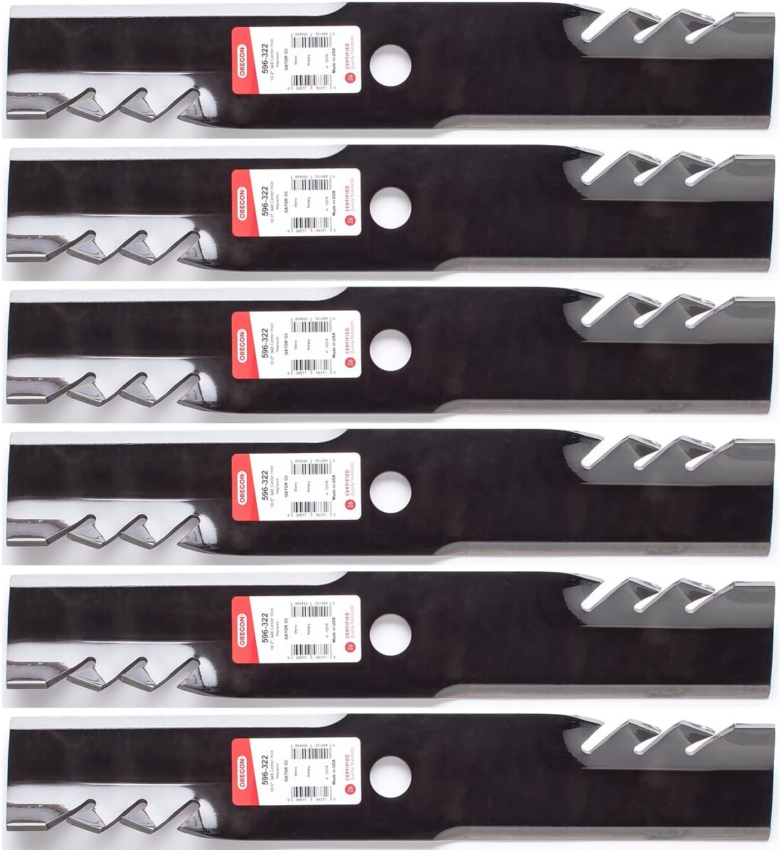 Oregon 6PK 596-322 G5 Gator Blades for 52" Exmark 103-6392, 103-6402