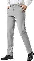Plaid&Plain Men's Slim Fit Stretch Dress Pants - Wrinkle-Free, Breathable Comfort for Office & Casual Wear