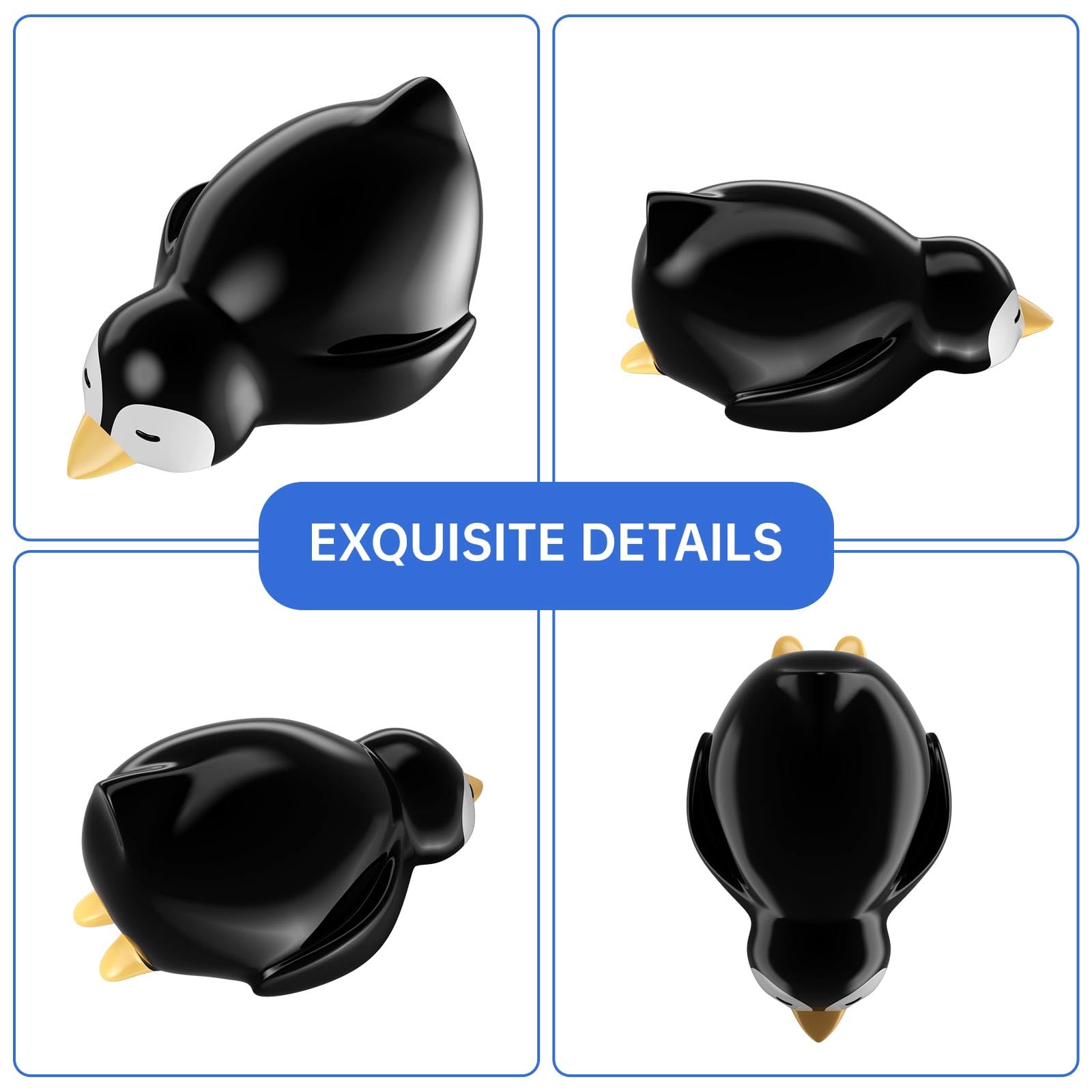 NiHome Penguin Toilet Bolt Covers - 2 Pack Hand-Painted Resin Bathroom Decor, No Tools Needed