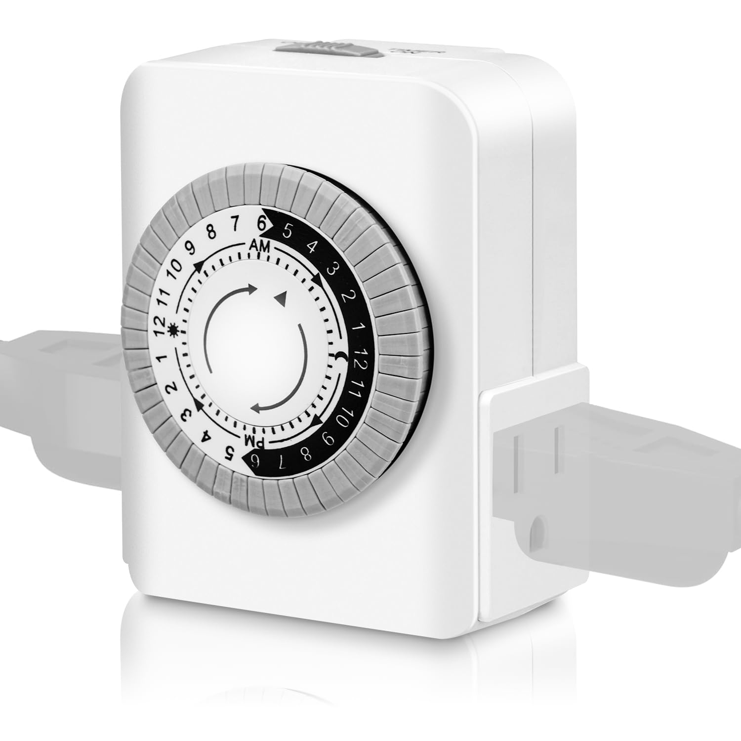 Minuteur de prise, minuteur pour prises d'intérieur avec double prise à 3 broches, cycle marche/arrêt quotidien de 24 heures et 30 minutes, minuterie mécanique enfichable pour