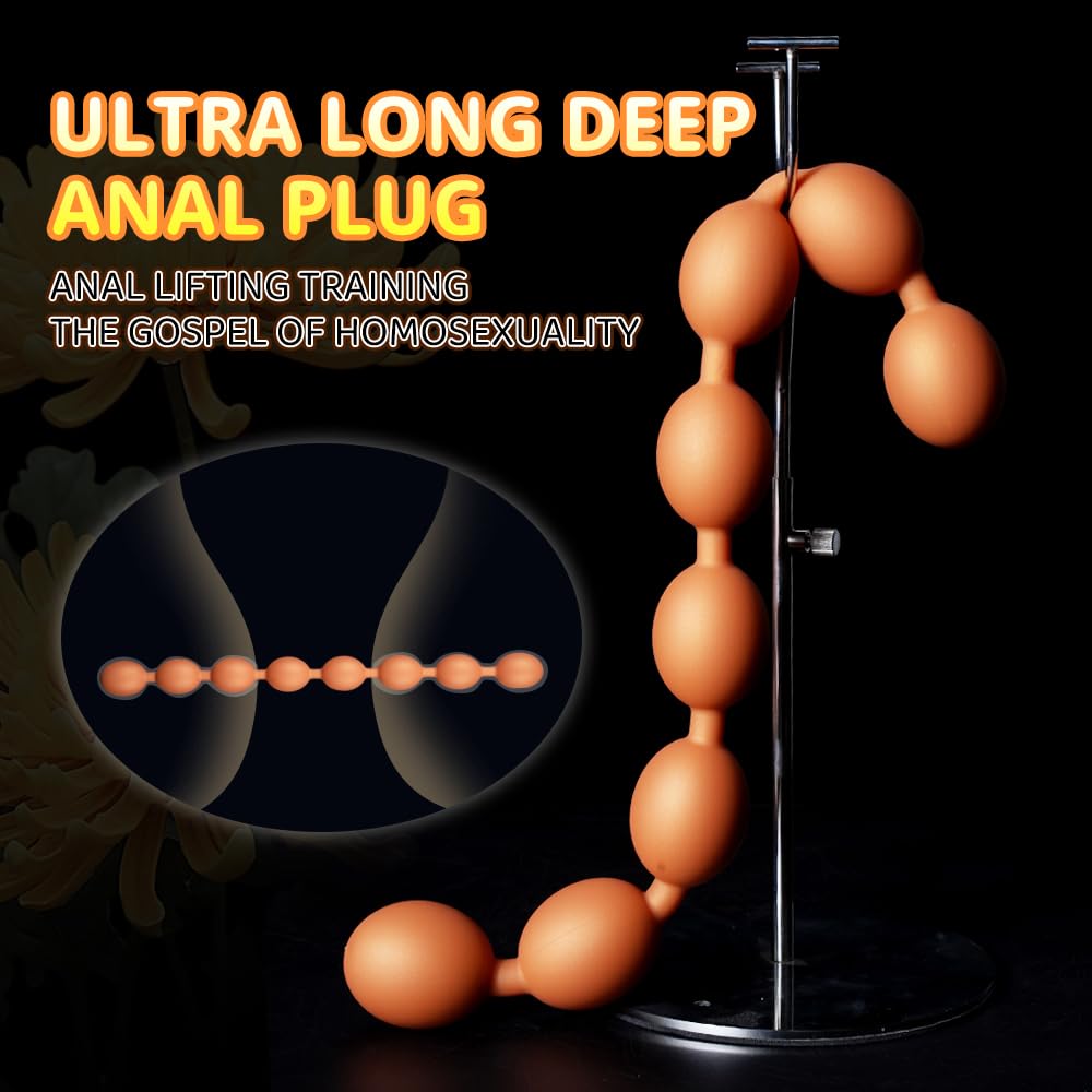 Seckoe Extra Lang Anal Beads Analverkehr für Liebeskugeln Silikon Analhaken Prostata Massager Analkette Analkugeln Groß Anal Kugel Sm Sexspielzeug Für Frauen Männer (M)