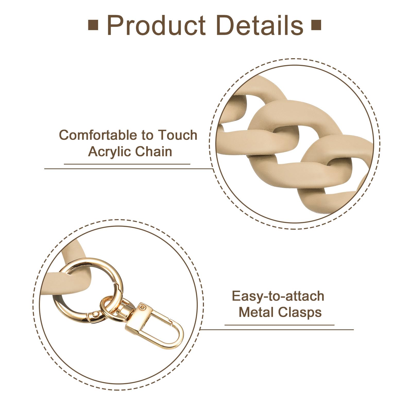 Uxcell Acrylic Purse Chain Strap, 17.7" Flat Handbag Replacement