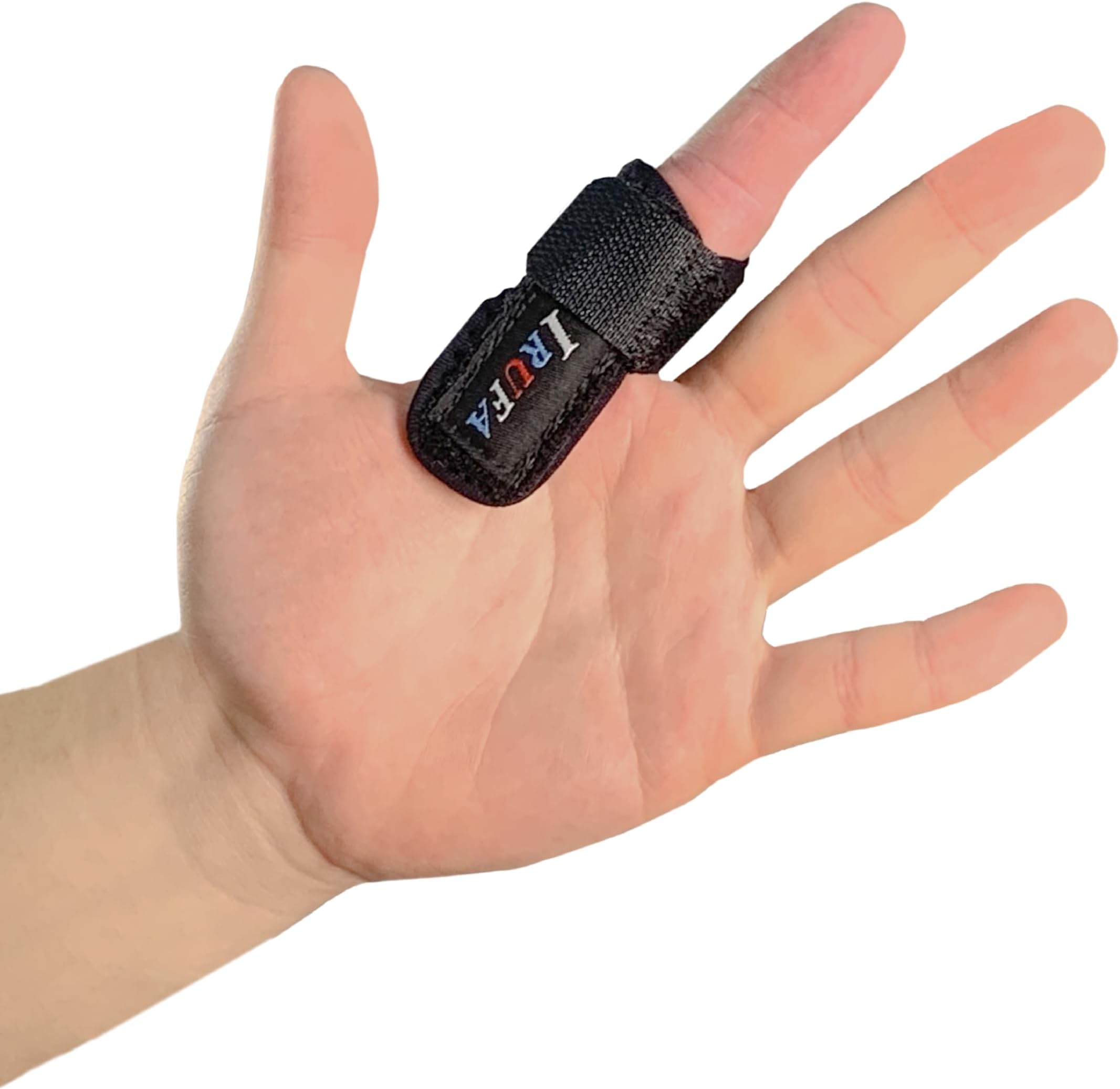 IRUFA, FS-OS-11, 3D Breathable Fabric Finger Splint, Stabilizer Brace Wrap Support for Trigger Broken, Curved Bent Mallet Locking Finger, Dislocation, Straightener, Pain Relief Black, One PCS