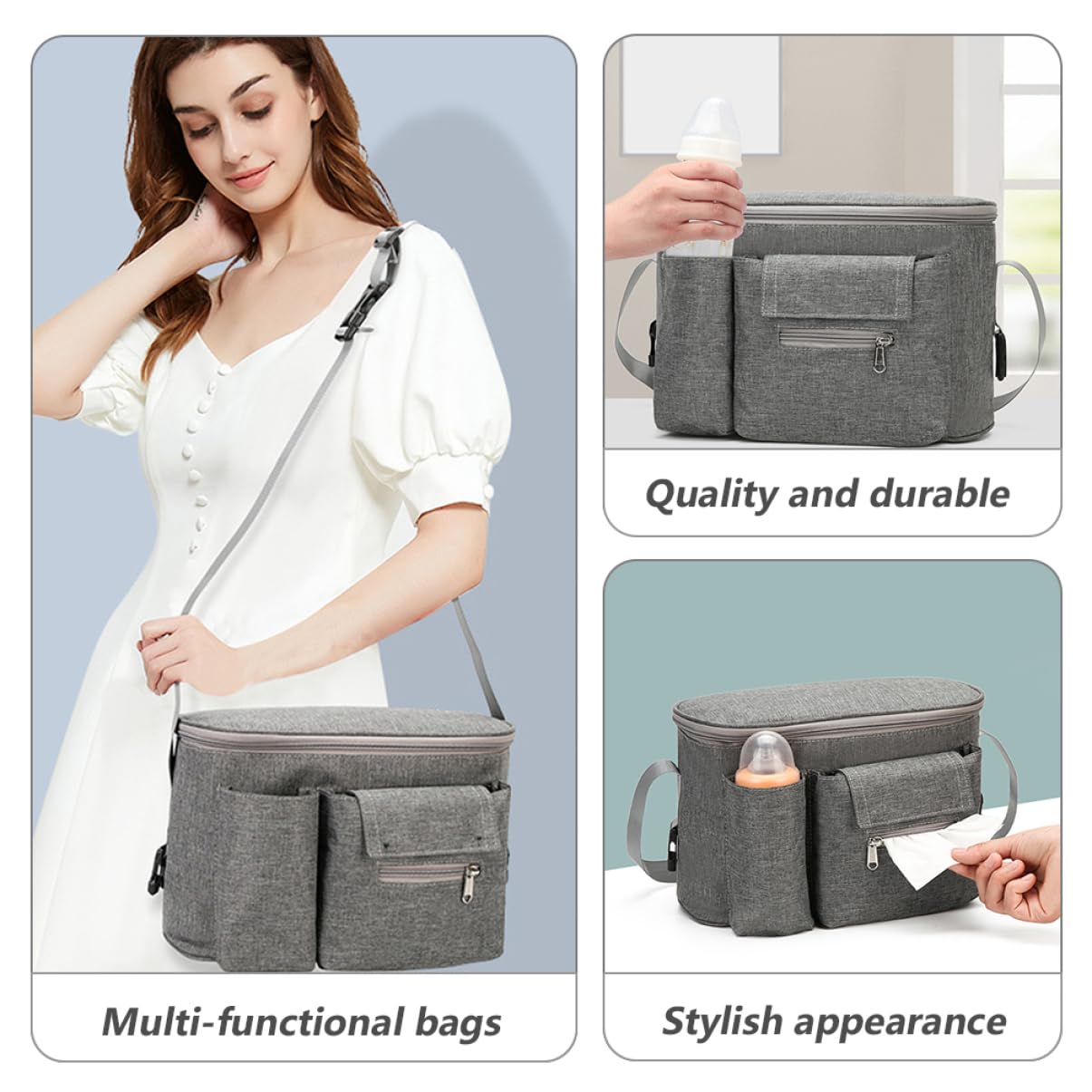 Bolsa de Suministro Multifuncional para Cochecito de Almacenamiento de y Juguetes Diseño de Manillar Antideslizante Material de Resistente