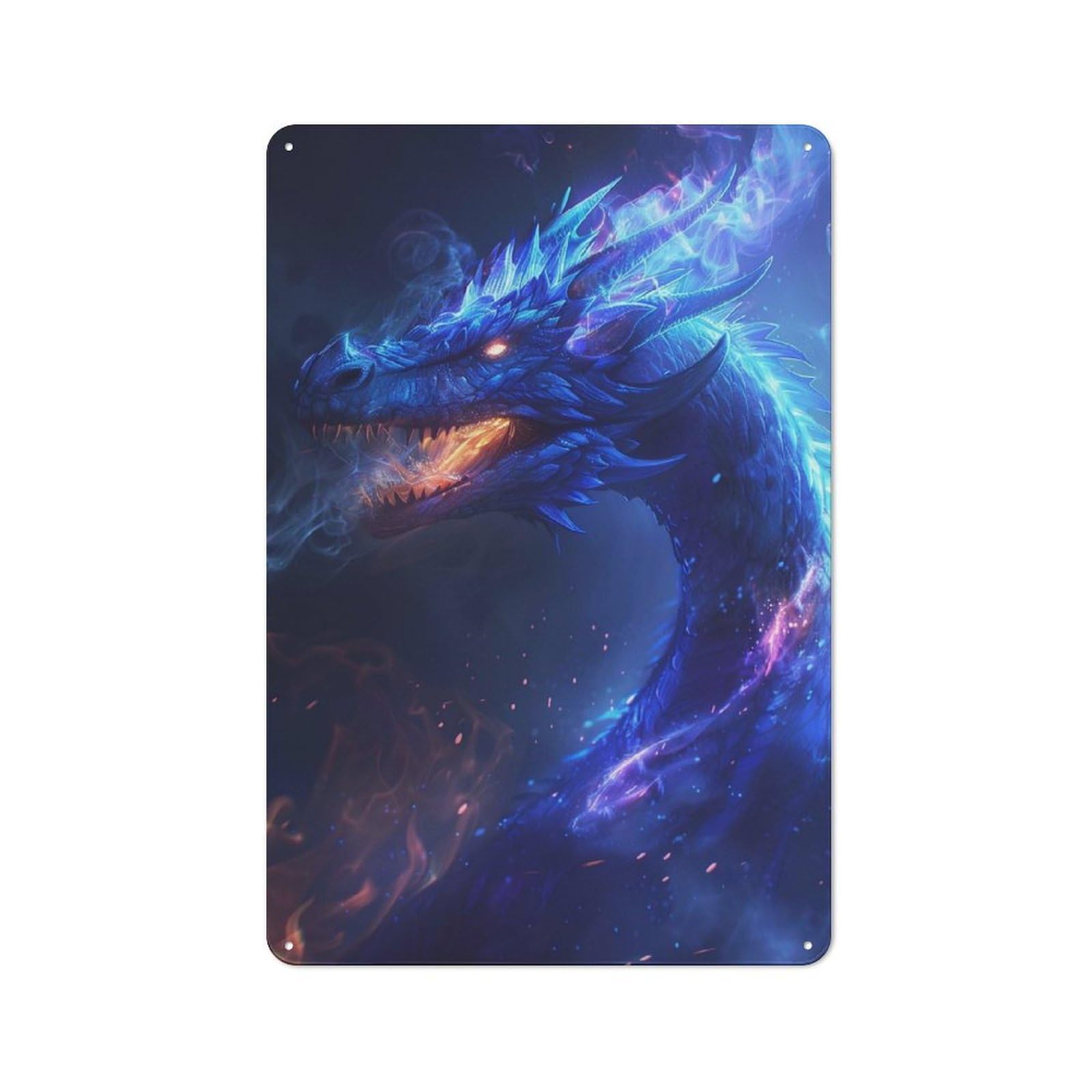 Junmoney Neon Dragon Art Tin Wall Plaque 30X20cm With For Pub Or Café, With Clear Vintage Wall Decor Character