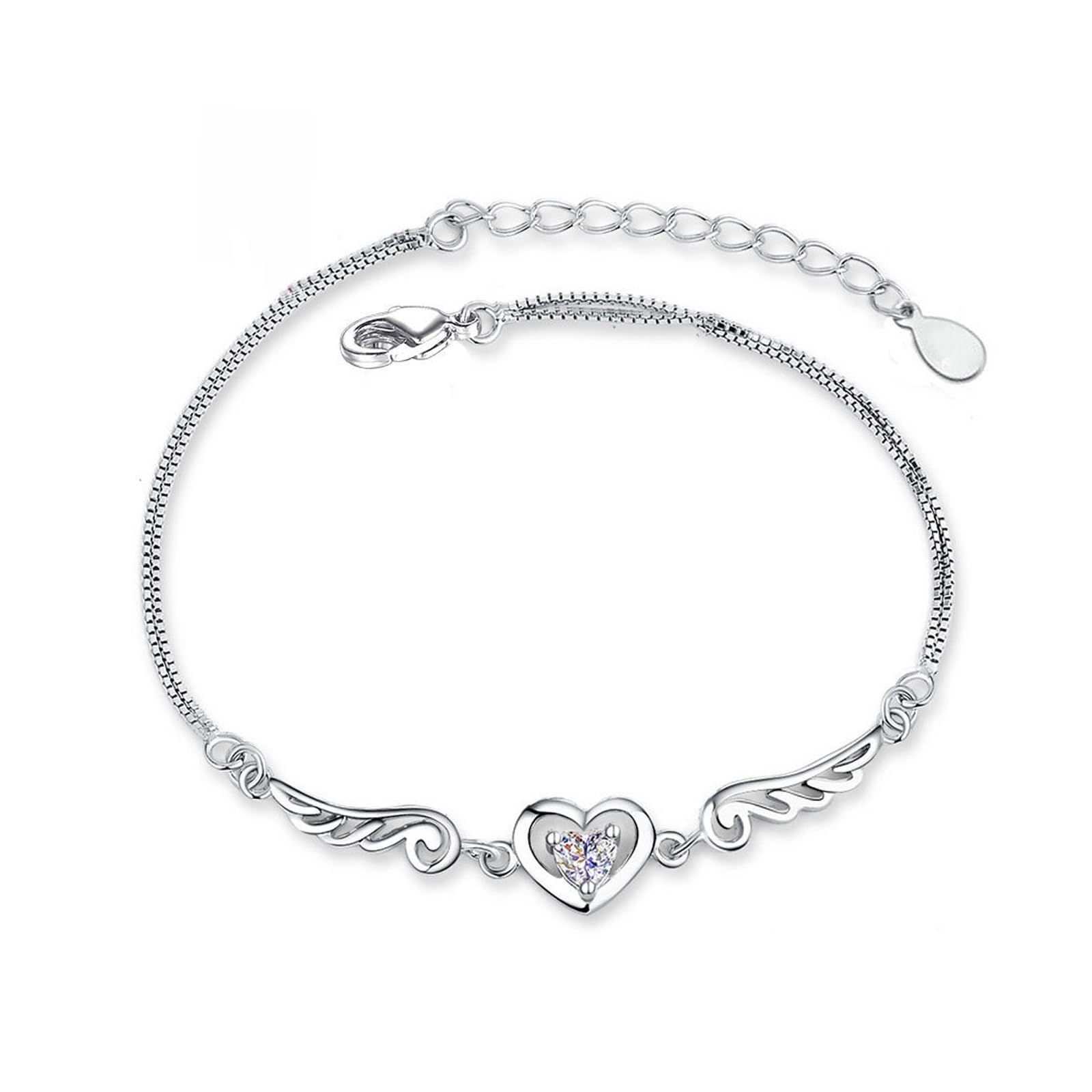 Braccialetto Donna Moda Cuore Donne Gioielli Regolabili Carino Minimalista Regalo Accessorio Trendy-Bianco