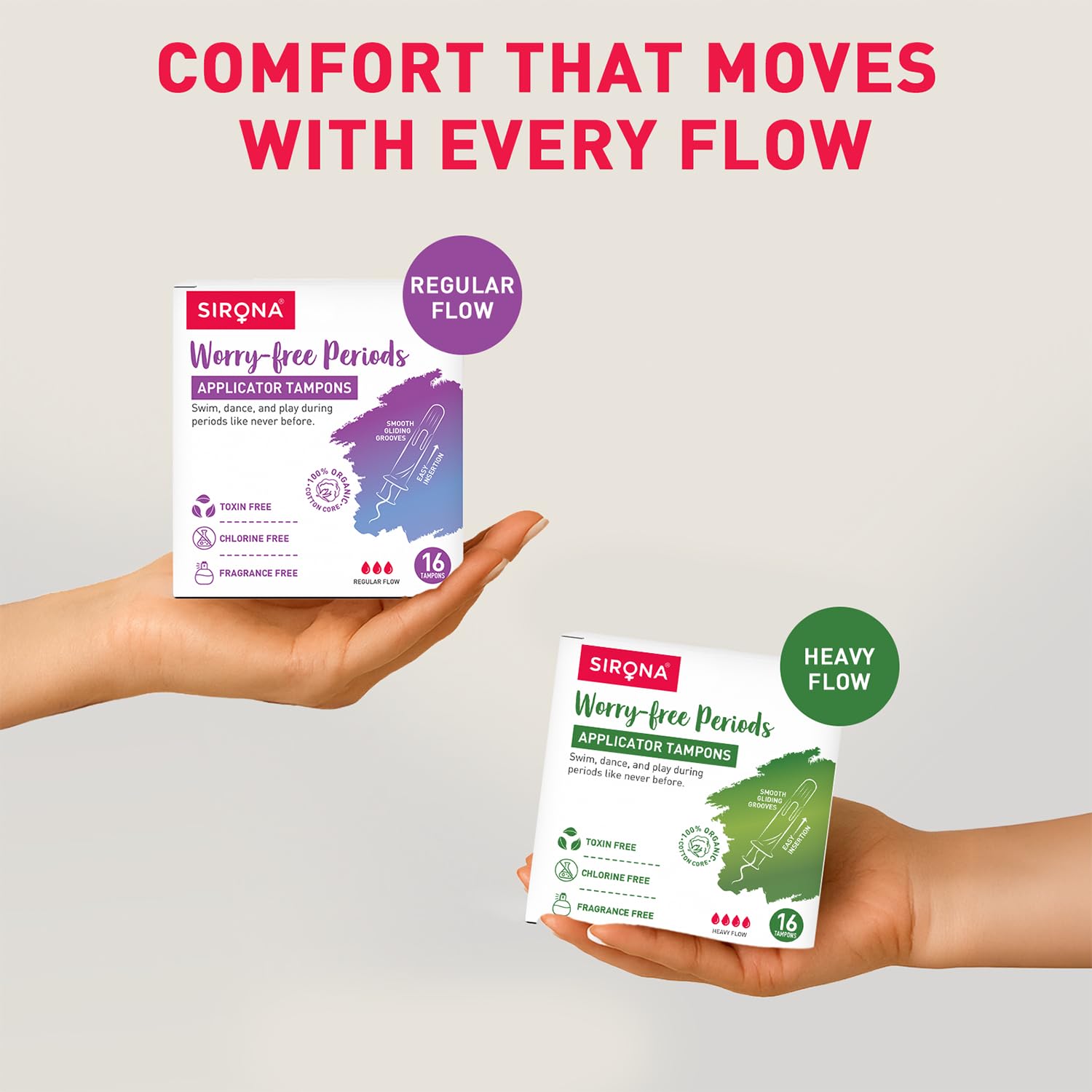 Sirona Period Made Easy Applicator Tampons for Heavy & Super Heavy Flow | 16 Pcs |Biodegradable Tampons | FDA Approved | Ultra Soft & Comfortable | Upto 100% Leak Free | Highly Absorbent Tampon for Rash Free Periods | 2