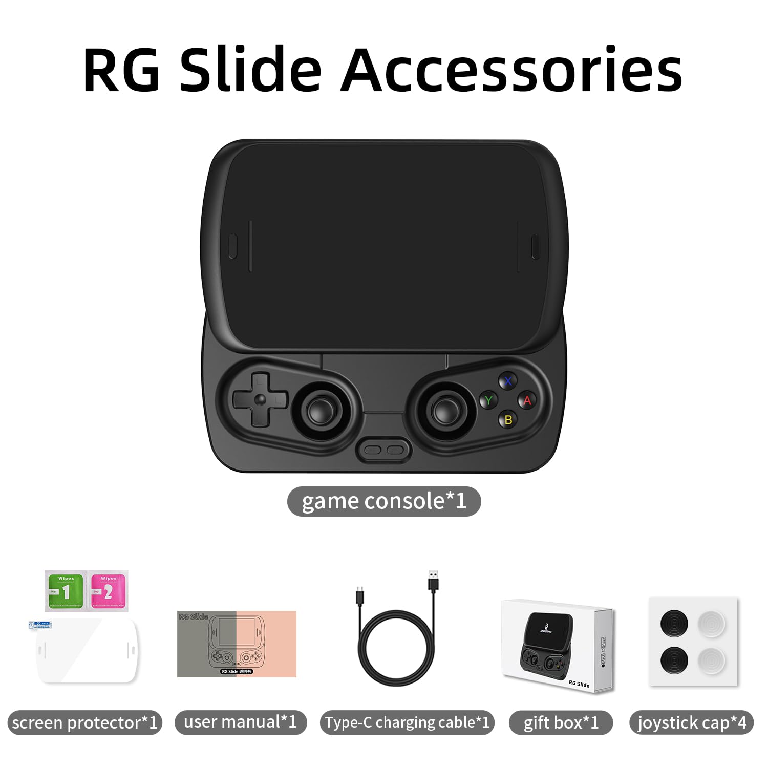 RG Slide Console di gioco portatile RG Slide 4.7 pollici LTPS schermo in-cell Console di gioco retrò Unisoc T820 Console di gioco portatile Arcade Video Gaming Supporto AI WiFi Bluetooth HD e uscita