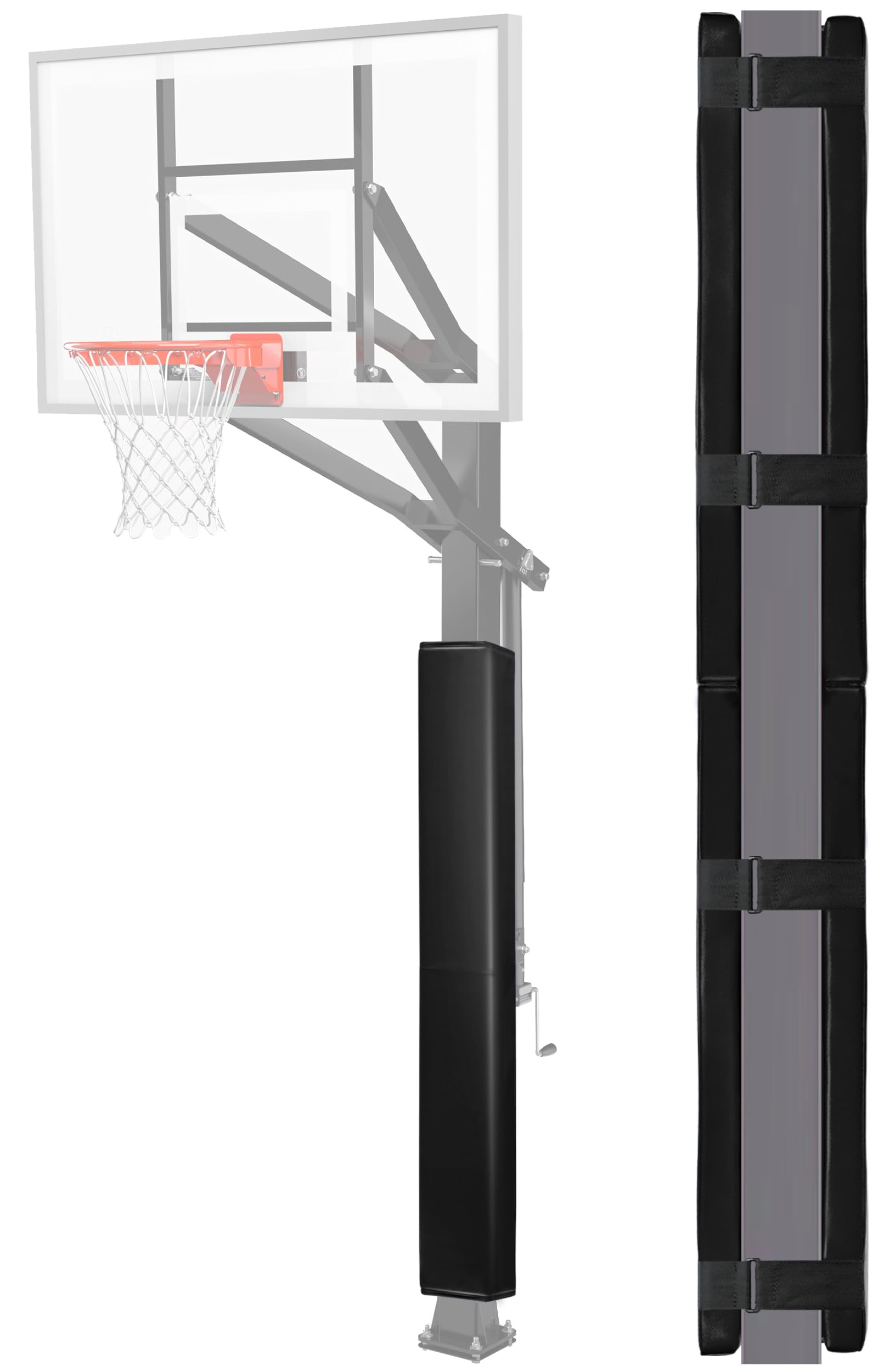 72" Tall Basketball Pole Pads, All-Weather Square Basketball Pole Padding Outdoor, 2" Thick Heavy Duty Wrap-Around Protective Pads for Fixed Height &amp; Adjustable Basketball Hoop Poles