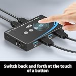 eKL USB 3.0 Switch 4 Computers Sharing 4 USB Peripheral Devices Switcher Hub for PC Laptop Mouse Keyboard Scanner Printer with 3.5mm Headphone Jack and One Button Swapping