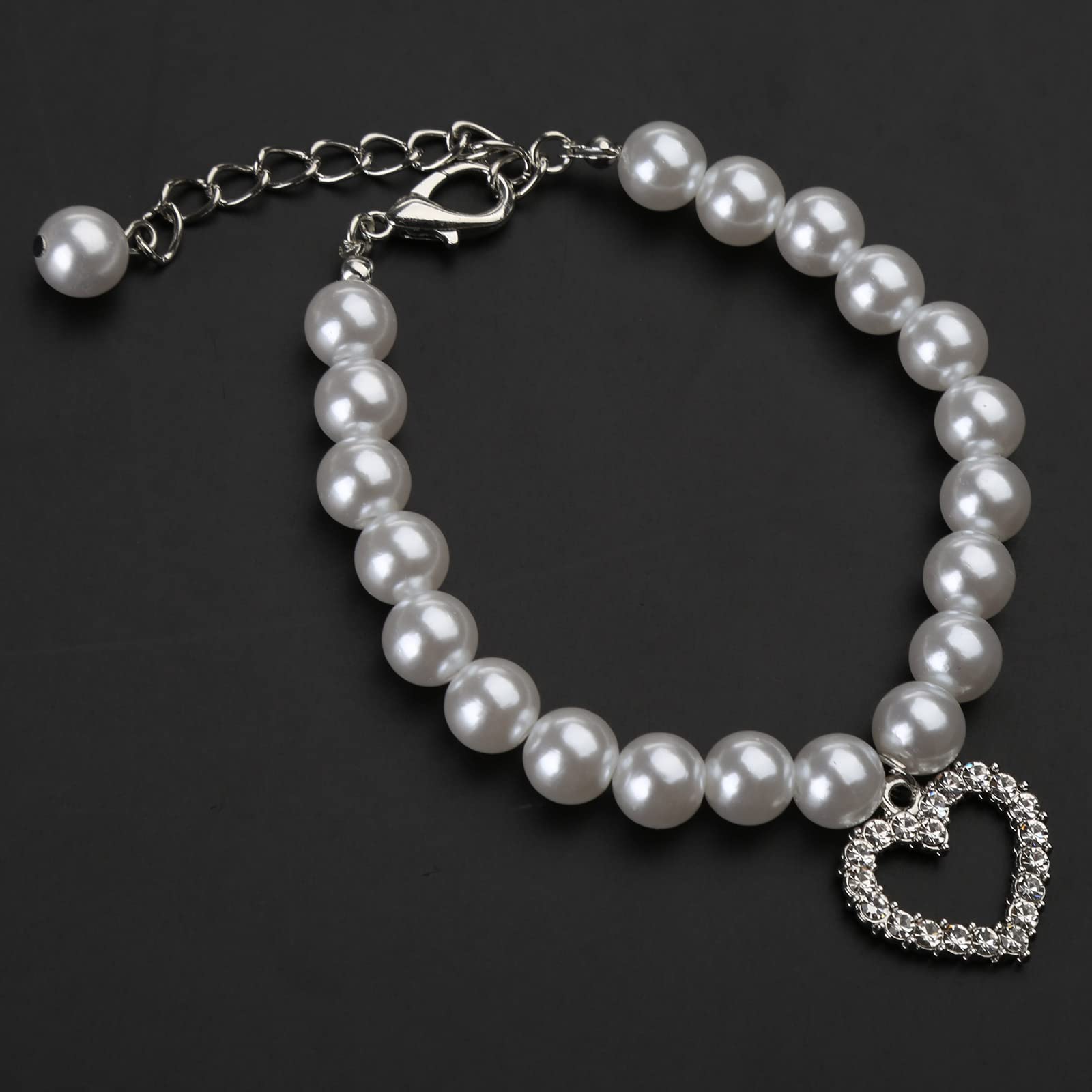 XISAOK Pet Dog Pearl Choker Pet Puppy Pearl Necklace Adjustable Dog Choker Pet Dog Halloween Costume Decoration Collar Size S/f