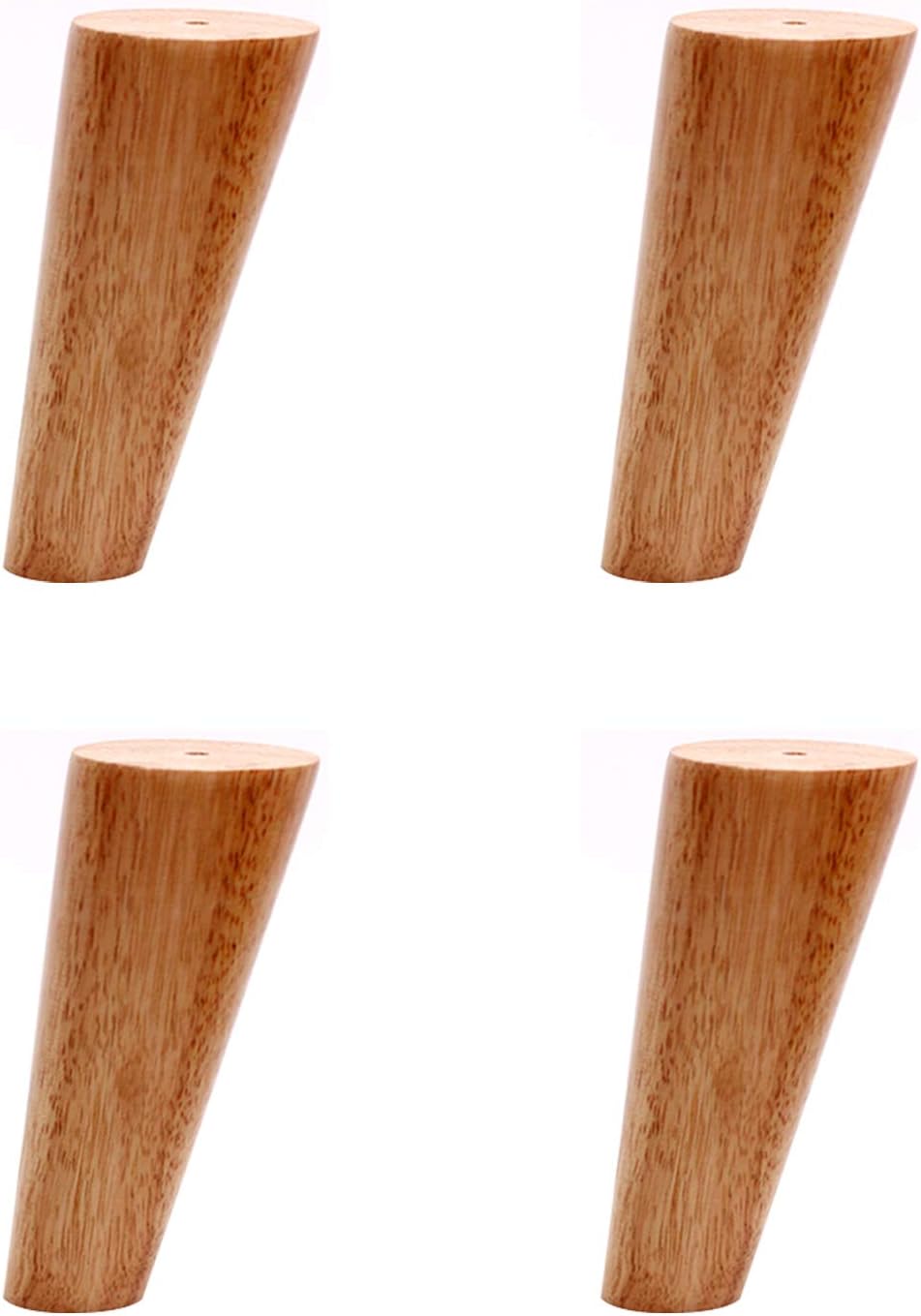 Solid Oak Oblique Cone Furniture Legs,Replacement Coffee Table Legs,for DIY Desk,Bench,Cabinet,8-70cm,Set of 4,with Mounting Plate,Screws,Protector for the floor (18cm / 7.1in)