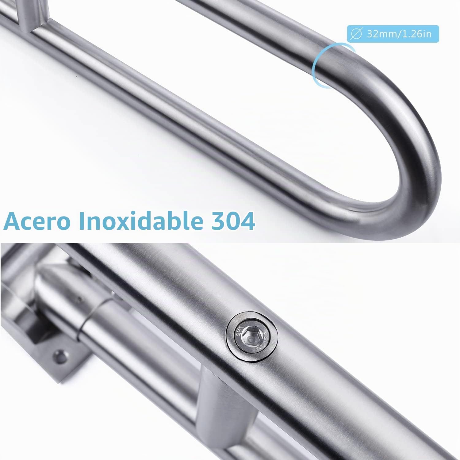 Barra Baño Minusválido,Barra Abatible 60cm,Plegable, Capacidad de Carga 150kg,para Minusválidos,Ancianos y Embarazadas