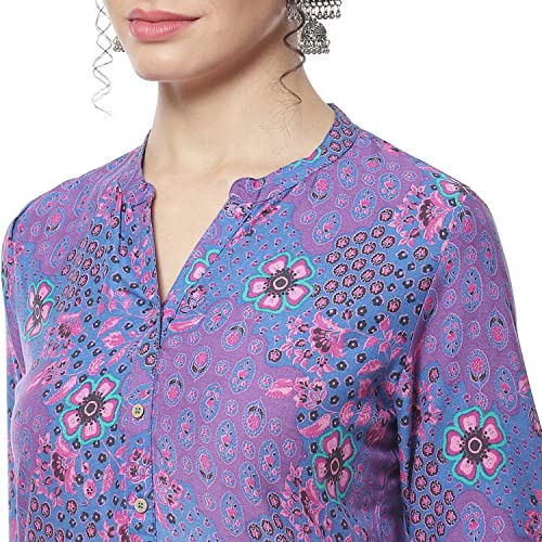 Image of Rangriti Purple Liva Straight Kurta for Women