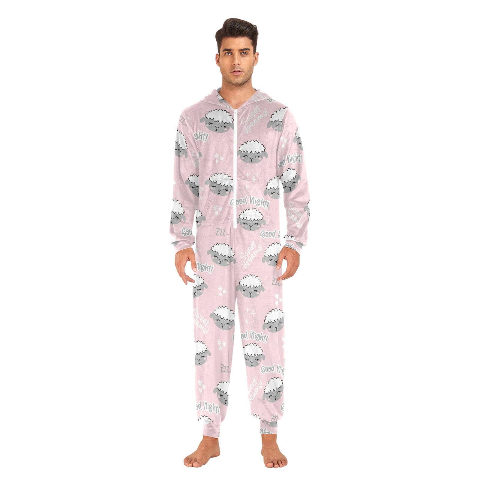 junzan Lamb Sheep Onesie Dorośli Onesie Piżama dla Kobiet Mężczyzn Kostium Z Kapturem Bielizna Nocna