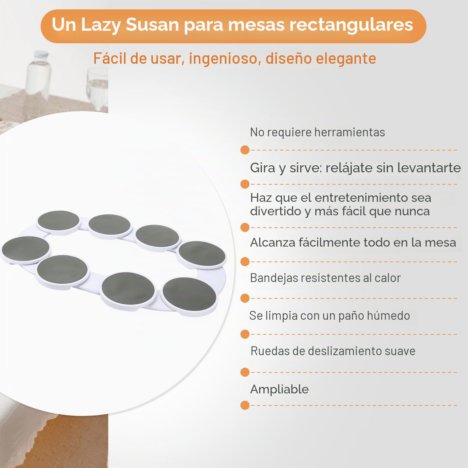Lazy Susan - Plato giratorio para mesas largas (360°)