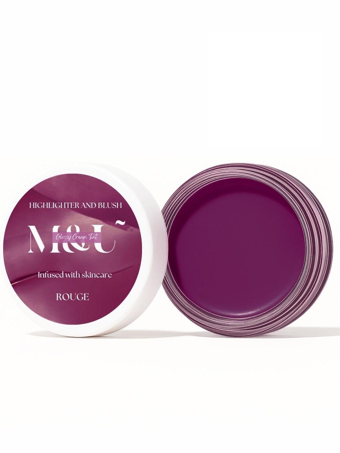 M & U Cheek & Lip Tint Blush for Face | for Face Makeup | Highly Pigmented & Glossy Finish | with shea butter, Vitamin E oil (Purple, 8gm)-image-26