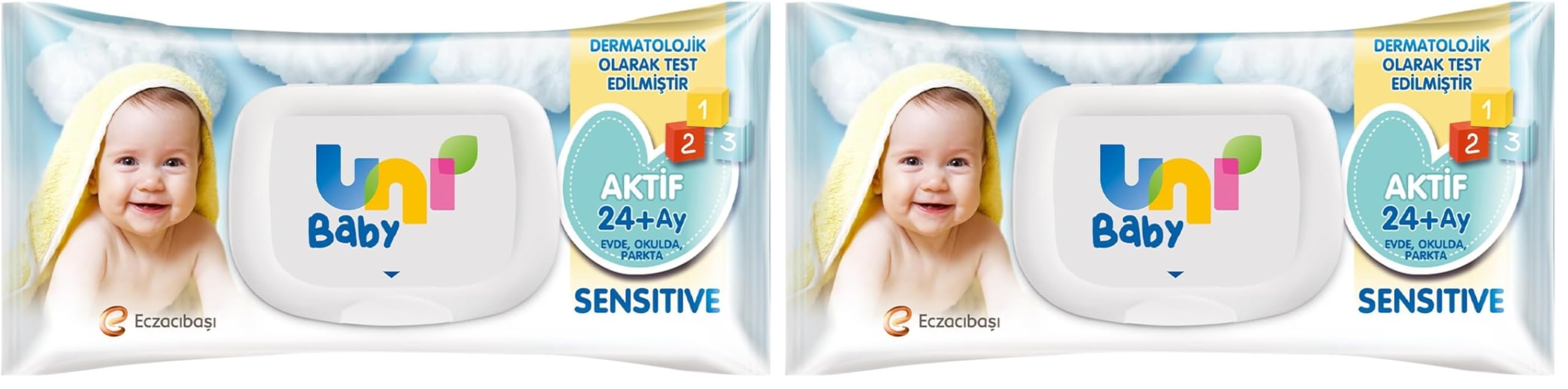 Uni Baby Aktif Sensitive Bebek Islak Mendil 24+ Ay 12x90 Adet (2 paketi)