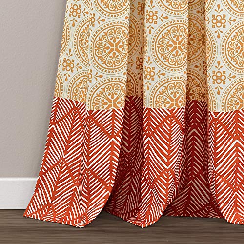 Lush Decor Bohemian Stripe Window Curtain Panel Pair, 84" L x 52" W, Fuchsia & Orange, W 52" x L 52" (2 Panels) - Image 3